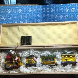 Very Rare Train Set Polonaise Christmas Ornaments Santas Express Box Set AP244